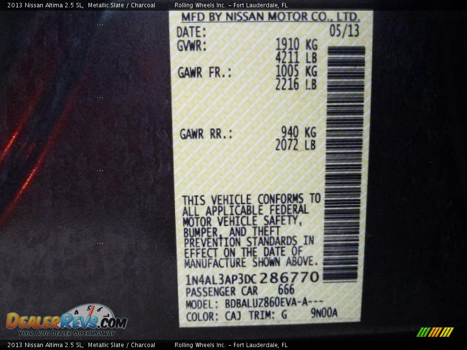 2013 Nissan Altima 2.5 SL Metallic Slate / Charcoal Photo #4