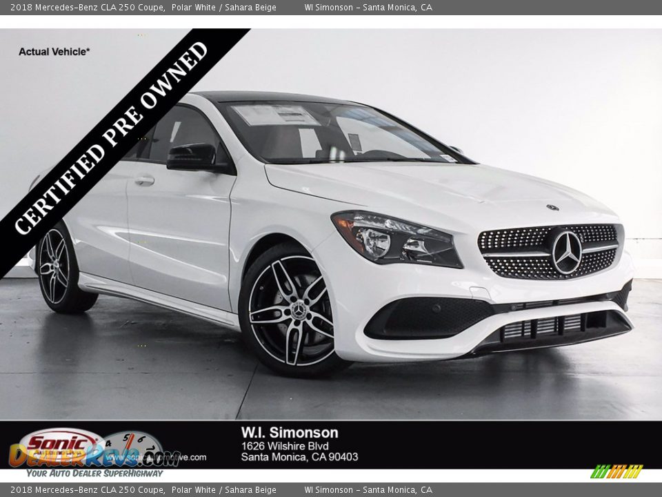 2018 Mercedes-Benz CLA 250 Coupe Polar White / Sahara Beige Photo #1