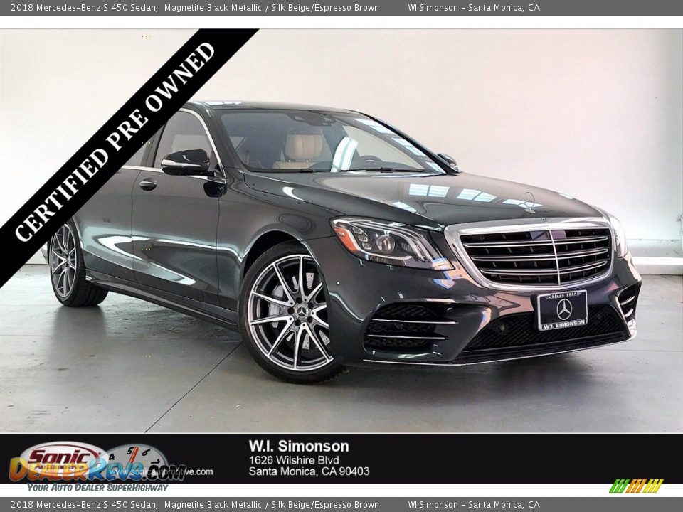 2018 Mercedes-Benz S 450 Sedan Magnetite Black Metallic / Silk Beige/Espresso Brown Photo #1