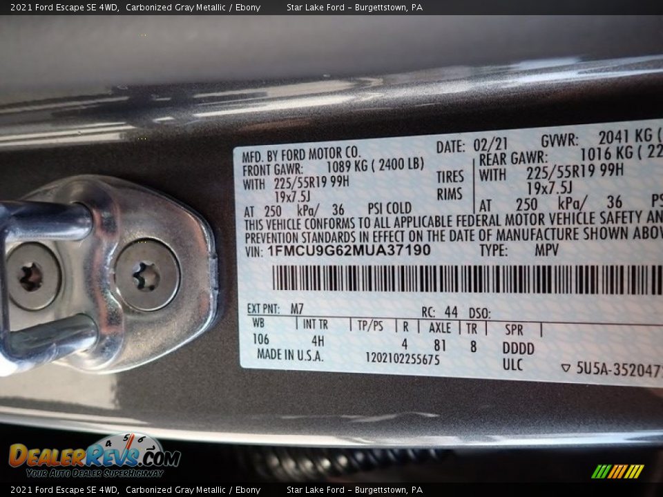 2021 Ford Escape SE 4WD Carbonized Gray Metallic / Ebony Photo #14
