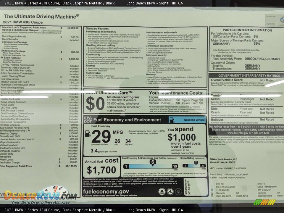 2021 BMW 4 Series 430i Coupe Window Sticker Photo #25