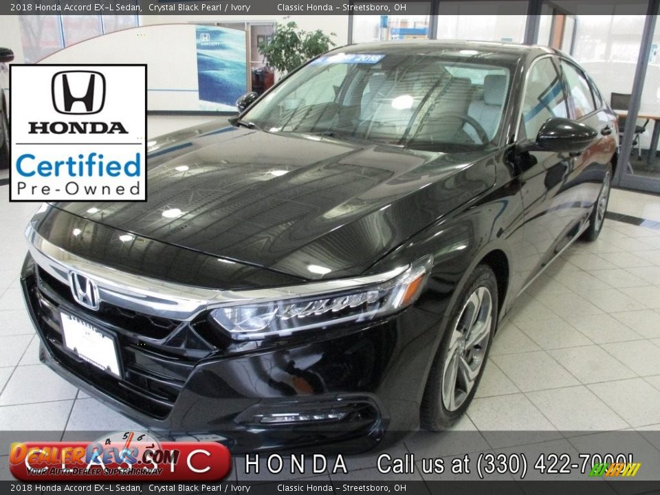2018 Honda Accord EX-L Sedan Crystal Black Pearl / Ivory Photo #1