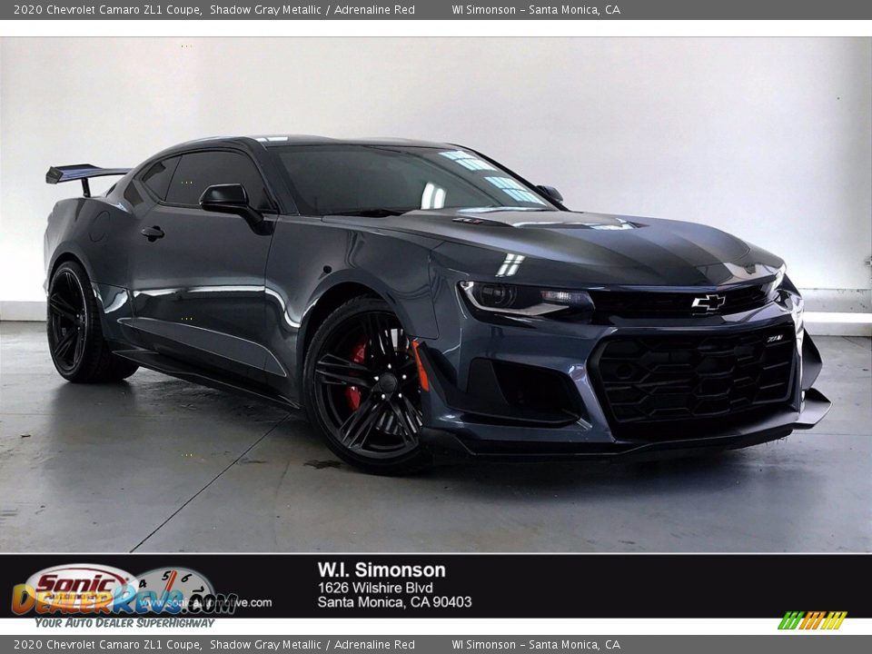 2020 Chevrolet Camaro ZL1 Coupe Shadow Gray Metallic / Adrenaline Red Photo #1