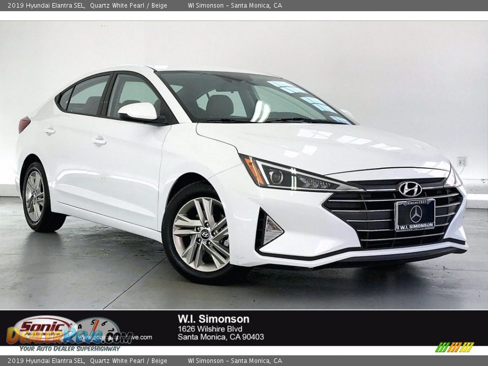 2019 Hyundai Elantra SEL Quartz White Pearl / Beige Photo #1