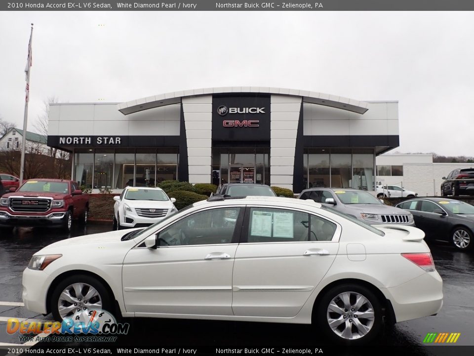 2010 Honda Accord EX-L V6 Sedan White Diamond Pearl / Ivory Photo #1