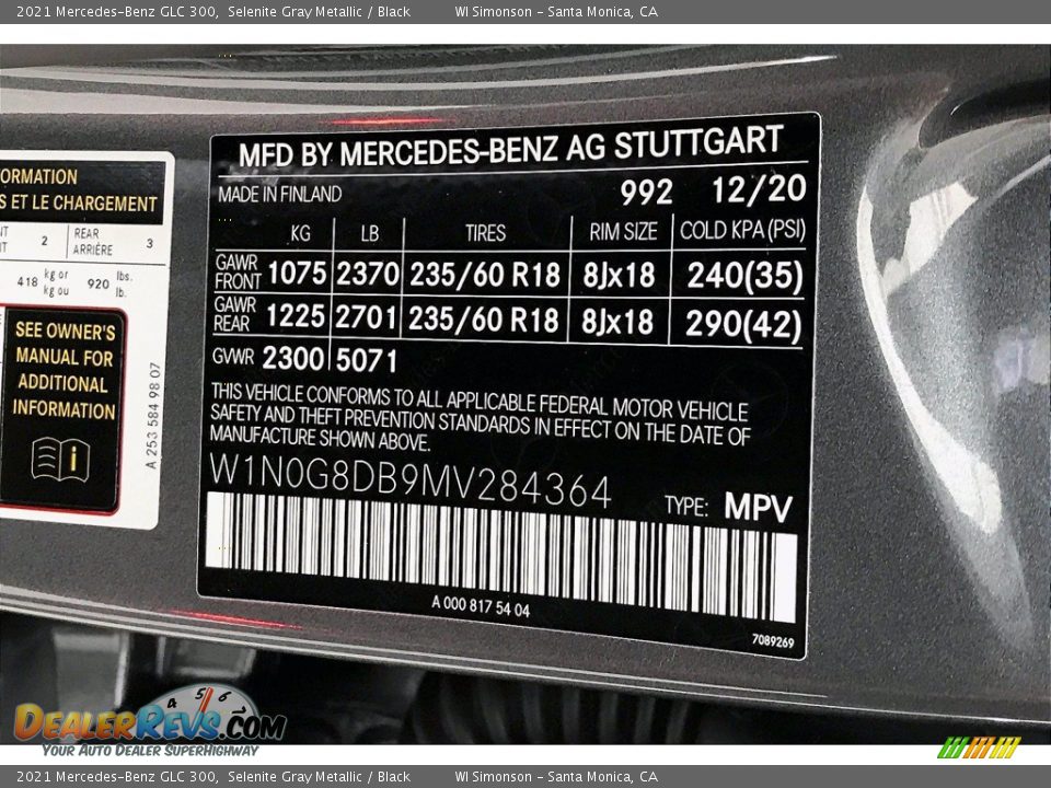 2021 Mercedes-Benz GLC 300 Selenite Gray Metallic / Black Photo #10