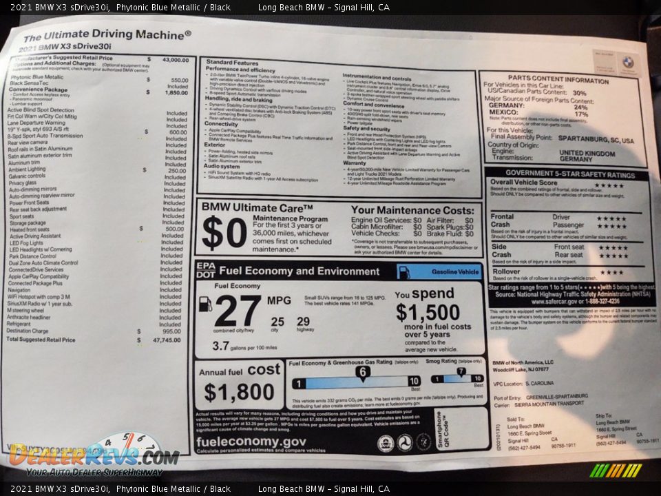 2021 BMW X3 sDrive30i Phytonic Blue Metallic / Black Photo #25