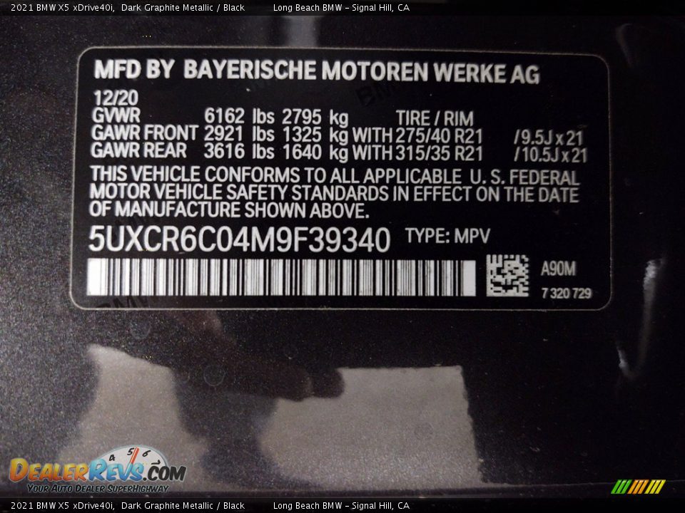 2021 BMW X5 xDrive40i Dark Graphite Metallic / Black Photo #26