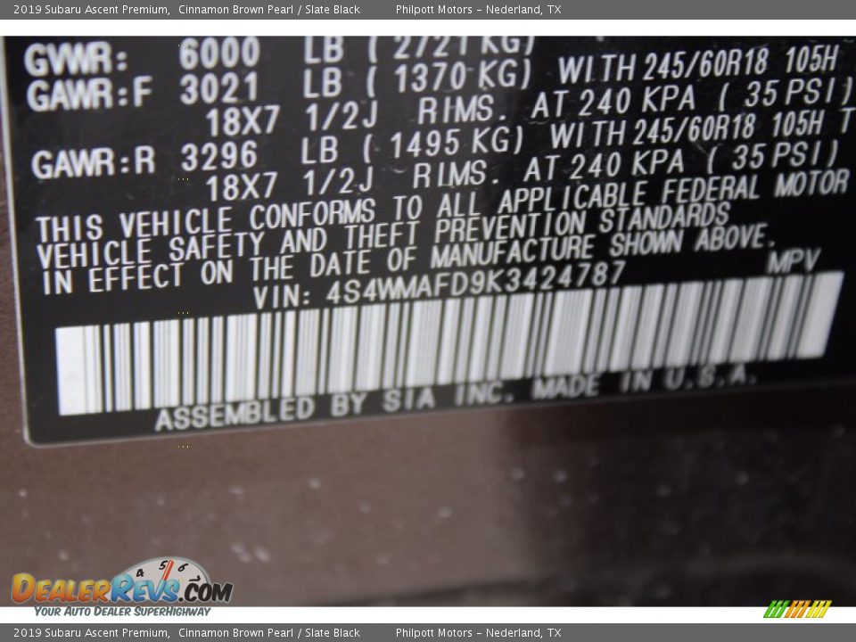 2019 Subaru Ascent Premium Cinnamon Brown Pearl / Slate Black Photo #28