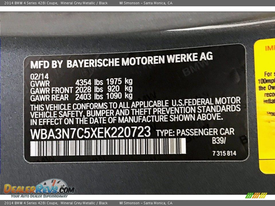 2014 BMW 4 Series 428i Coupe Mineral Grey Metallic / Black Photo #32