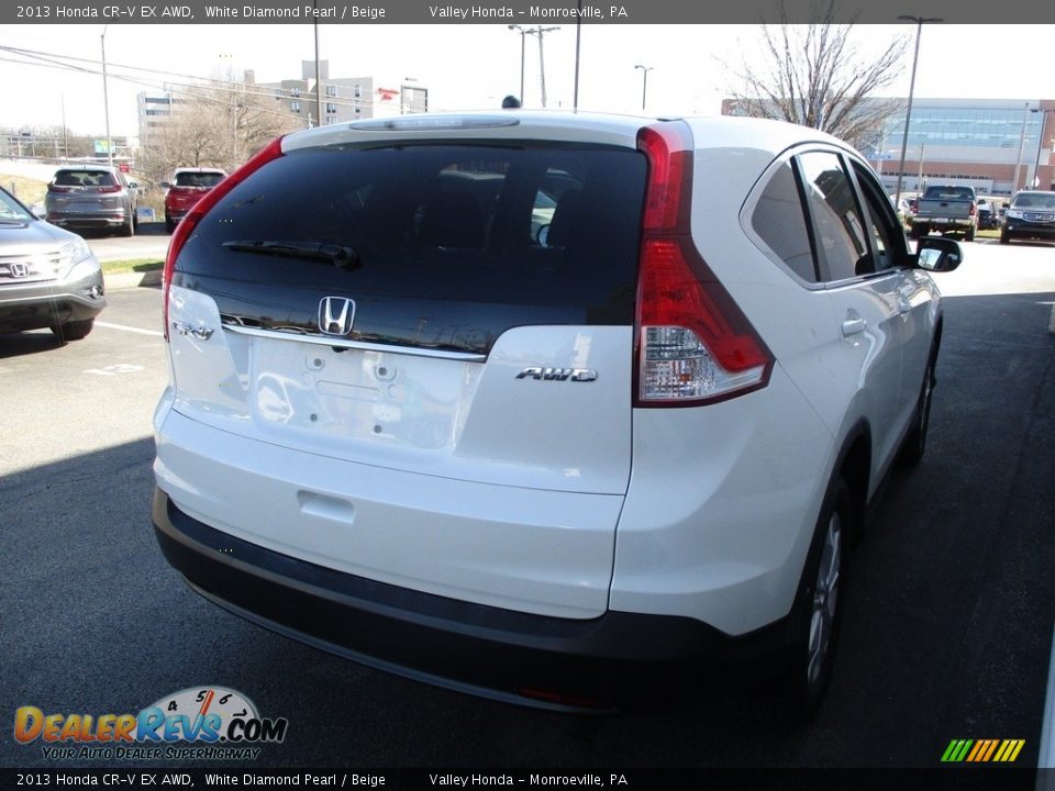 2013 Honda CR-V EX AWD White Diamond Pearl / Beige Photo #5