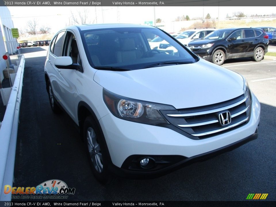 2013 Honda CR-V EX AWD White Diamond Pearl / Beige Photo #7