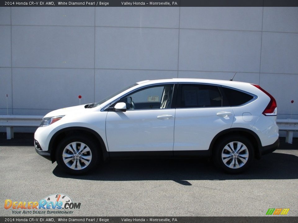 2014 Honda CR-V EX AWD White Diamond Pearl / Beige Photo #2