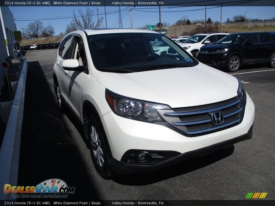 2014 Honda CR-V EX AWD White Diamond Pearl / Beige Photo #7