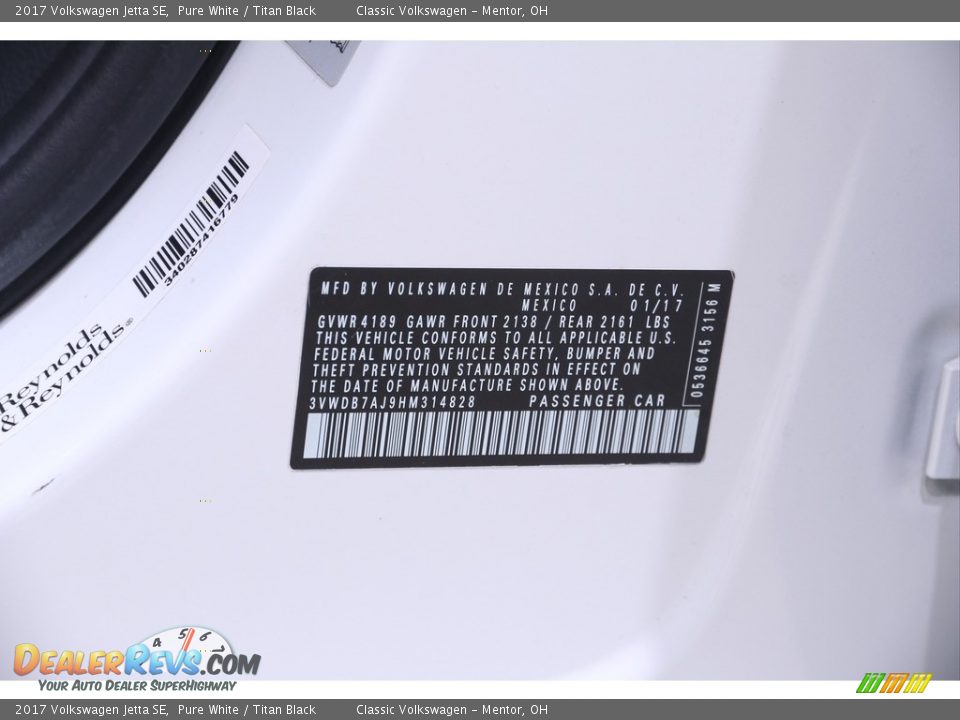 2017 Volkswagen Jetta SE Pure White / Titan Black Photo #18