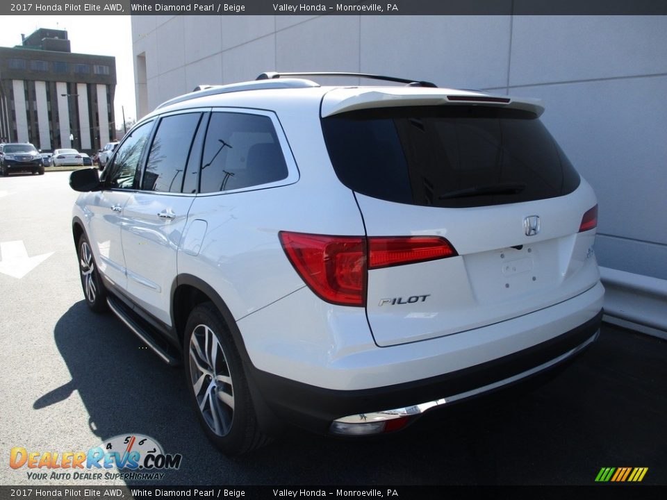 2017 Honda Pilot Elite AWD White Diamond Pearl / Beige Photo #3