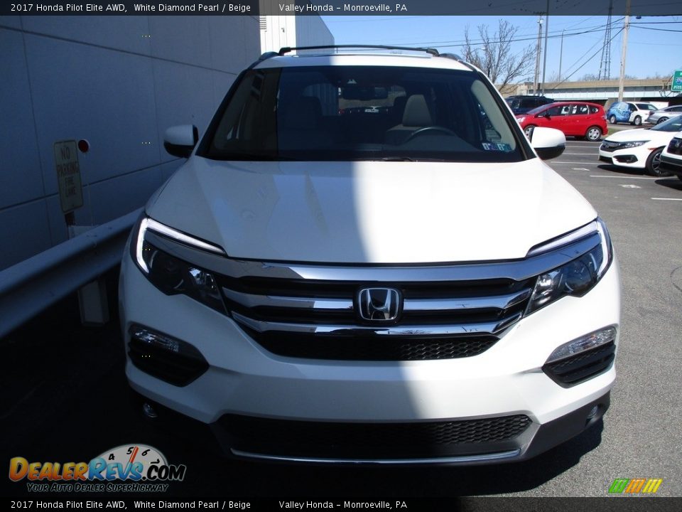 2017 Honda Pilot Elite AWD White Diamond Pearl / Beige Photo #7