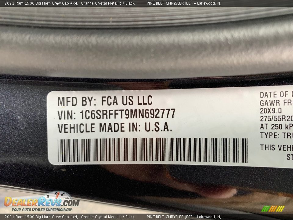 2021 Ram 1500 Big Horn Crew Cab 4x4 Granite Crystal Metallic / Black Photo #14