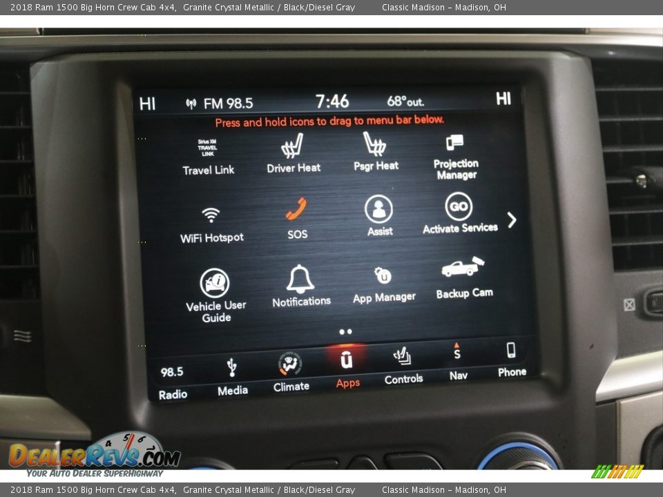 2018 Ram 1500 Big Horn Crew Cab 4x4 Granite Crystal Metallic / Black/Diesel Gray Photo #12