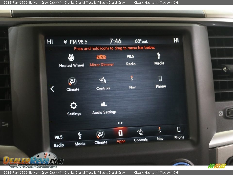 2018 Ram 1500 Big Horn Crew Cab 4x4 Granite Crystal Metallic / Black/Diesel Gray Photo #13