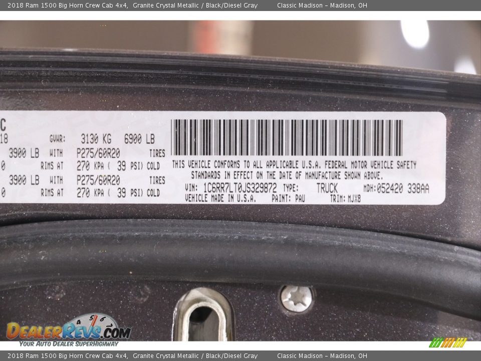 2018 Ram 1500 Big Horn Crew Cab 4x4 Granite Crystal Metallic / Black/Diesel Gray Photo #23