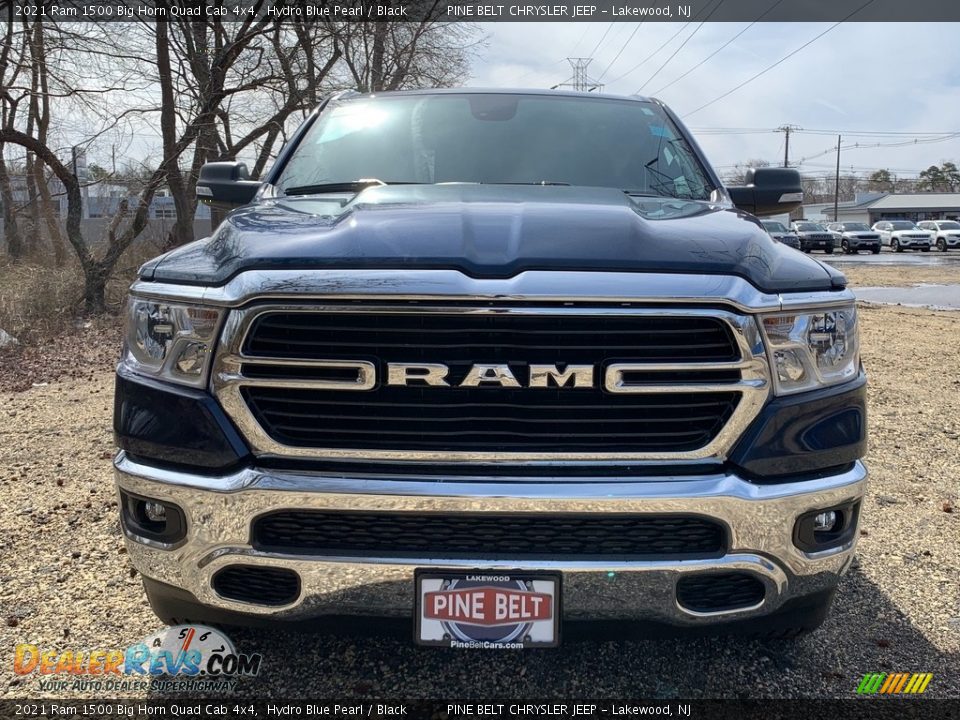 2021 Ram 1500 Big Horn Quad Cab 4x4 Hydro Blue Pearl / Black Photo #3