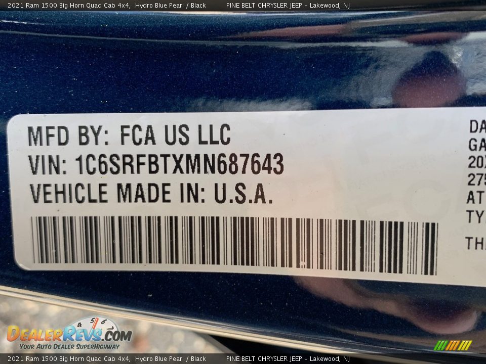 2021 Ram 1500 Big Horn Quad Cab 4x4 Hydro Blue Pearl / Black Photo #14