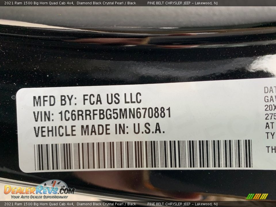 2021 Ram 1500 Big Horn Quad Cab 4x4 Diamond Black Crystal Pearl / Black Photo #14
