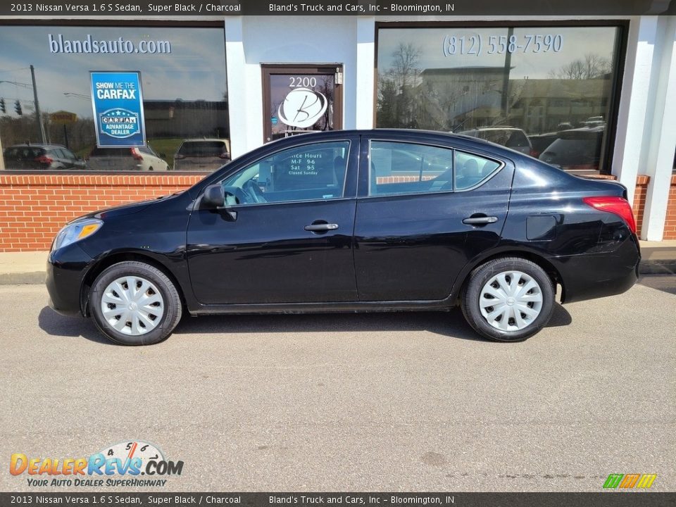 2013 Nissan Versa 1.6 S Sedan Super Black / Charcoal Photo #1