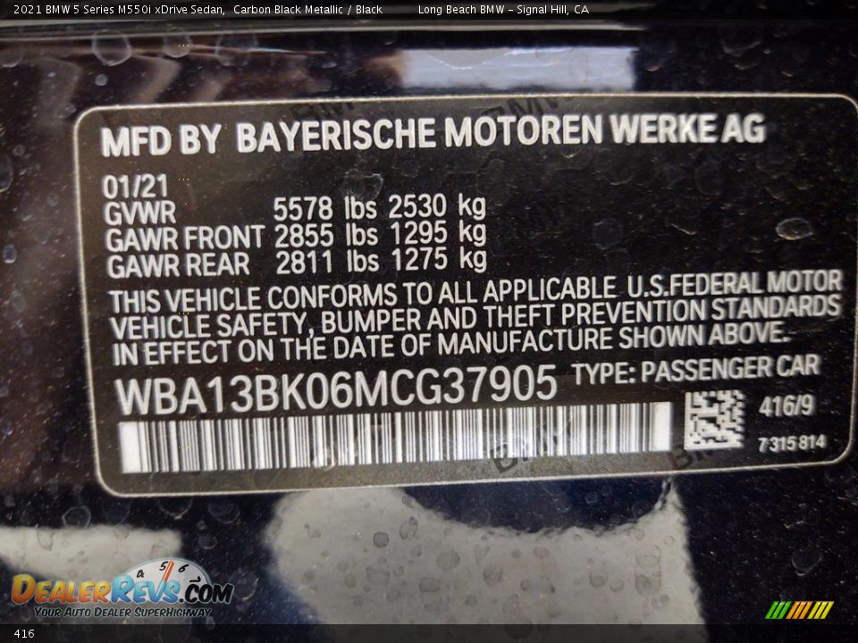 BMW Color Code 416 Carbon Black Metallic