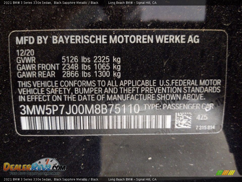 2021 BMW 3 Series 330e Sedan Black Sapphire Metallic / Black Photo #26