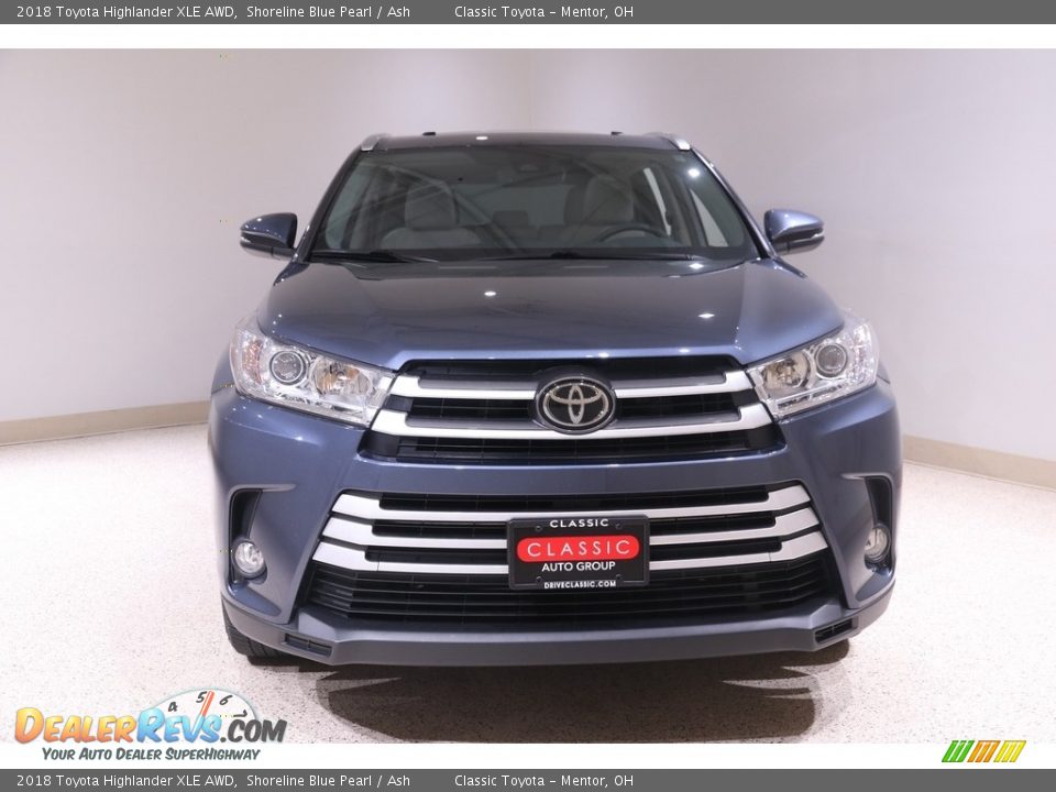 2018 Toyota Highlander XLE AWD Shoreline Blue Pearl / Ash Photo #2