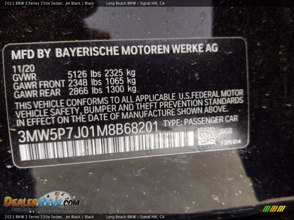 2021 BMW 3 Series 330e Sedan Jet Black / Black Photo #26