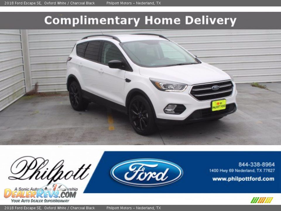 2018 Ford Escape SE Oxford White / Charcoal Black Photo #1