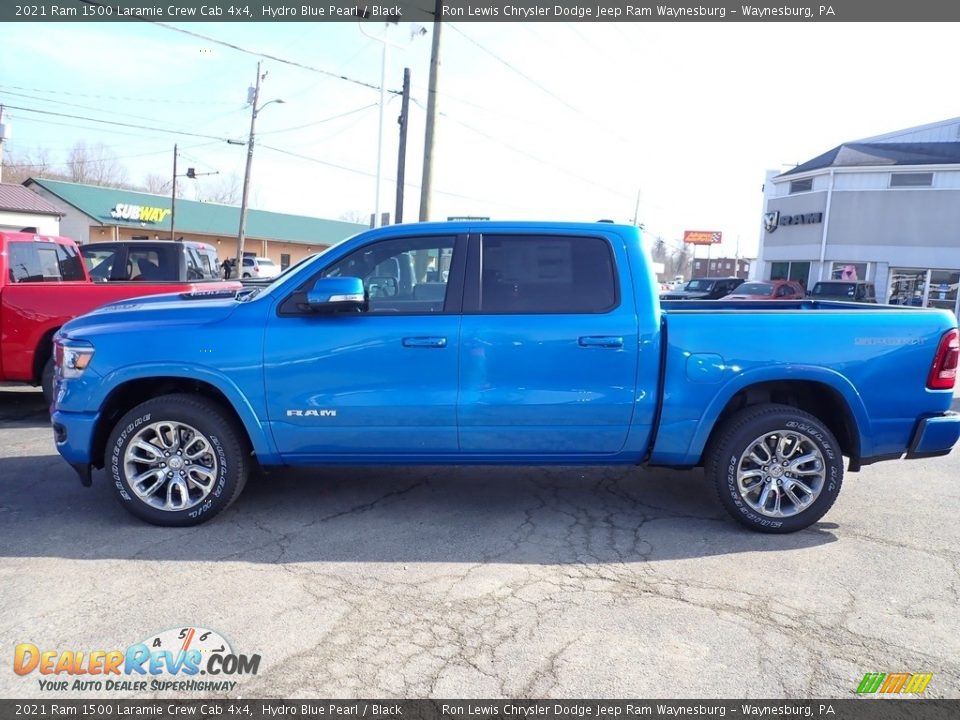 2021 Ram 1500 Laramie Crew Cab 4x4 Hydro Blue Pearl / Black Photo #3