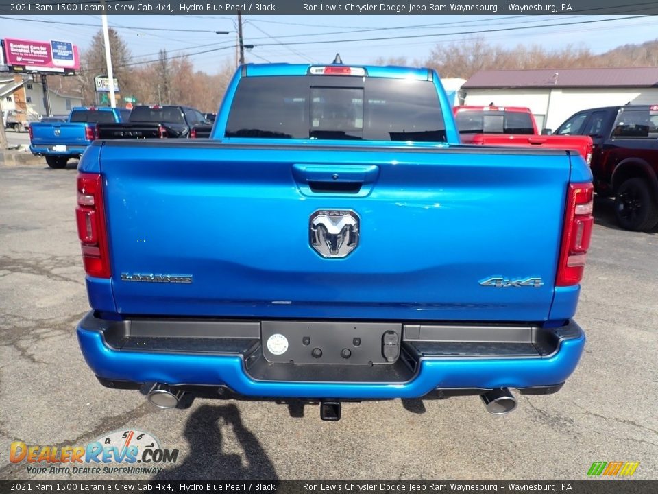 2021 Ram 1500 Laramie Crew Cab 4x4 Hydro Blue Pearl / Black Photo #5