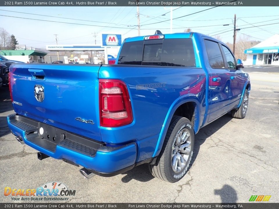 2021 Ram 1500 Laramie Crew Cab 4x4 Hydro Blue Pearl / Black Photo #6