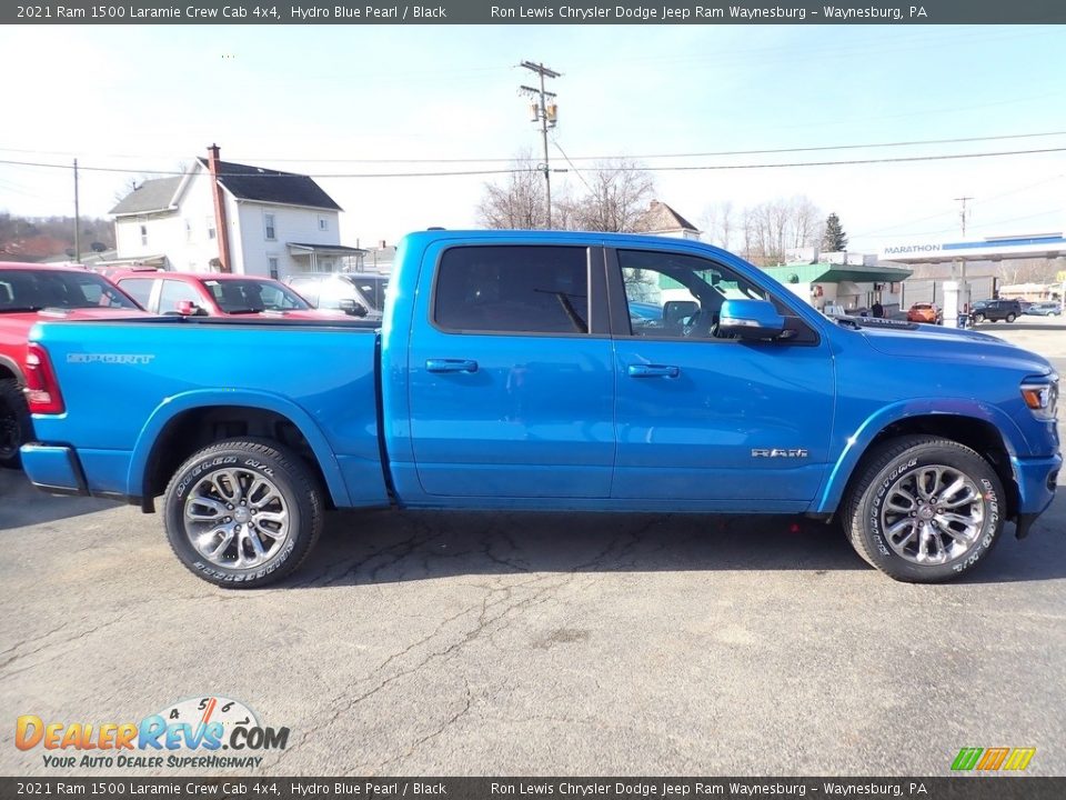 2021 Ram 1500 Laramie Crew Cab 4x4 Hydro Blue Pearl / Black Photo #7