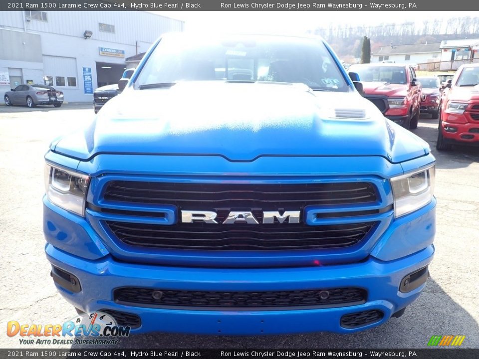 2021 Ram 1500 Laramie Crew Cab 4x4 Hydro Blue Pearl / Black Photo #9