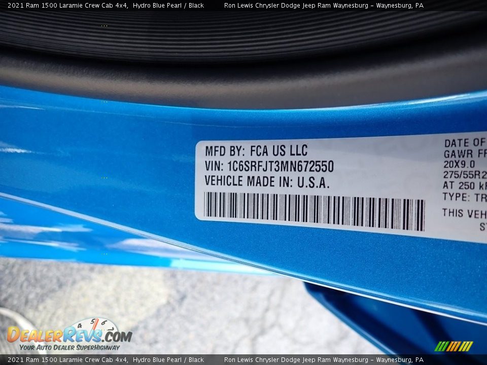 2021 Ram 1500 Laramie Crew Cab 4x4 Hydro Blue Pearl / Black Photo #15
