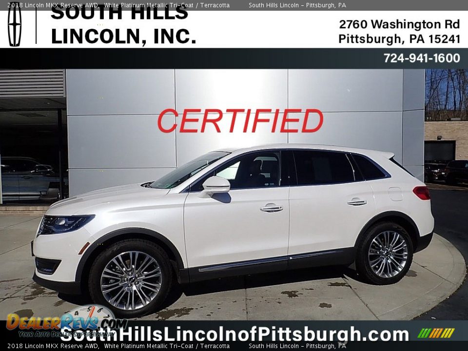 2018 Lincoln MKX Reserve AWD White Platinum Metallic Tri-Coat / Terracotta Photo #1