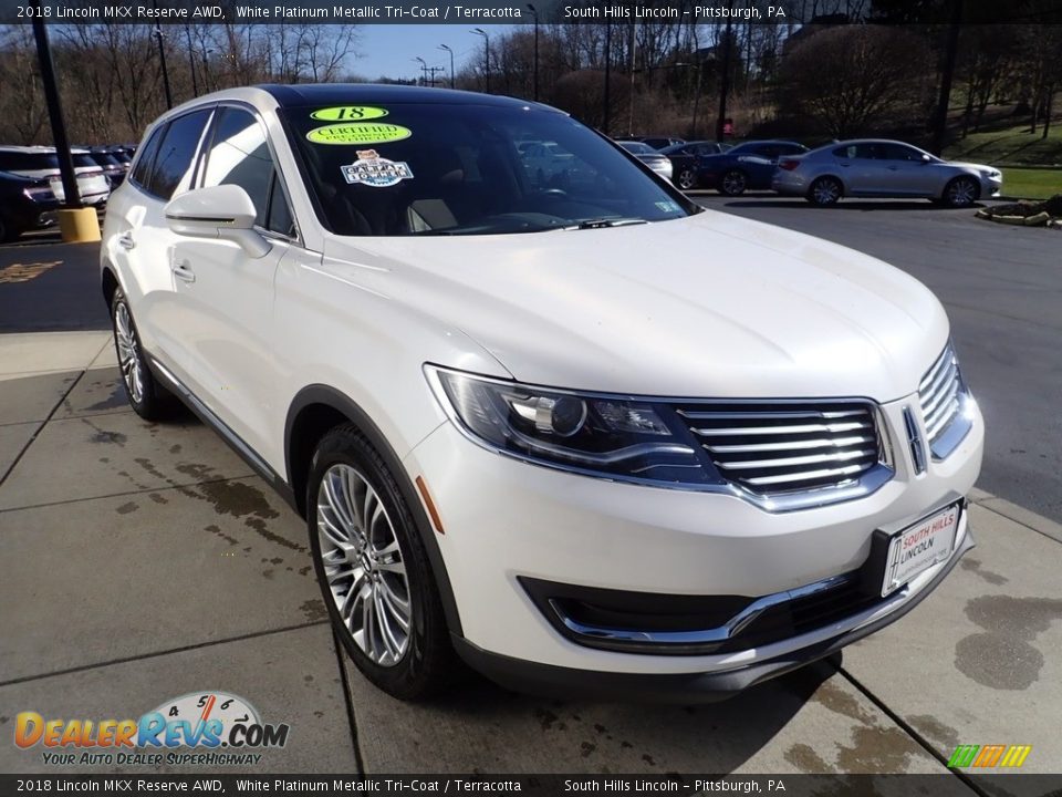 2018 Lincoln MKX Reserve AWD White Platinum Metallic Tri-Coat / Terracotta Photo #8