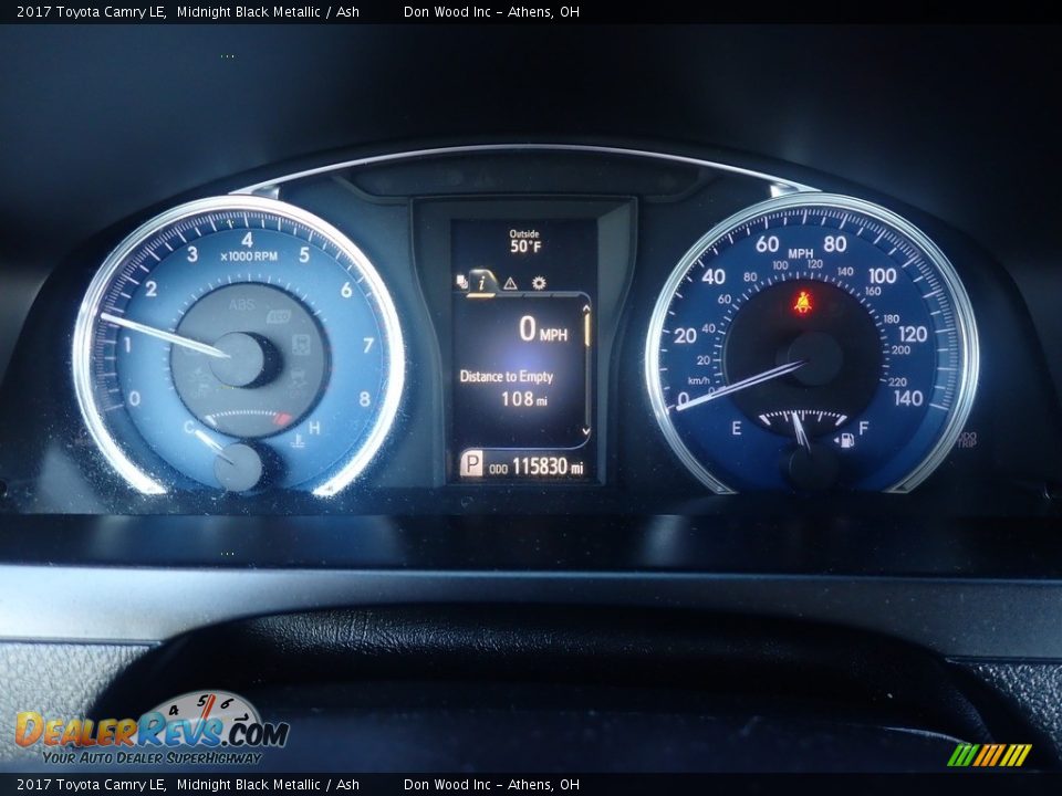 2017 Toyota Camry LE Midnight Black Metallic / Ash Photo #28