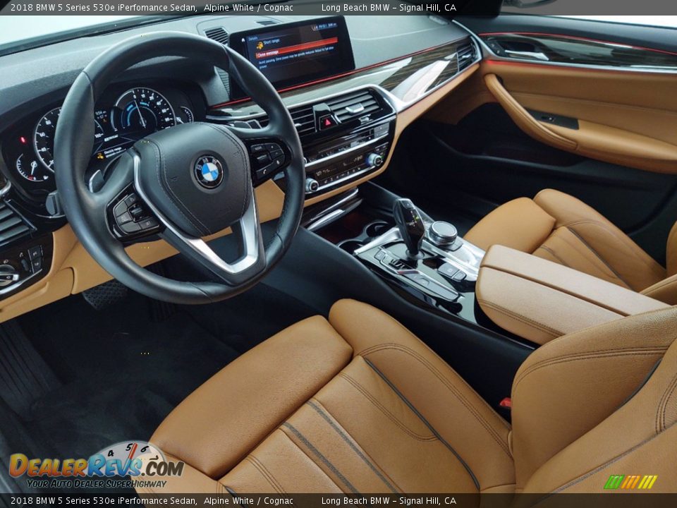 2018 BMW 5 Series 530e iPerfomance Sedan Alpine White / Cognac Photo #16