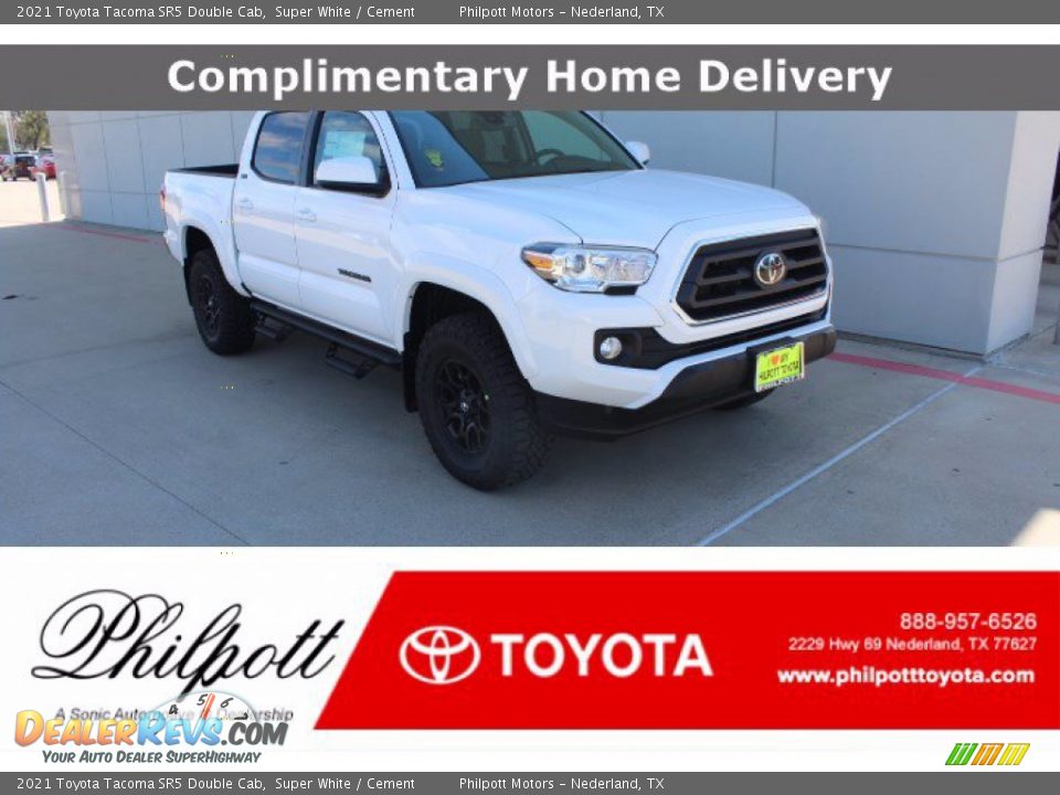 2021 Toyota Tacoma SR5 Double Cab Super White / Cement Photo #1