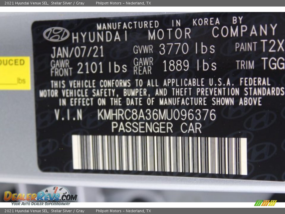 2021 Hyundai Venue SEL Stellar Silver / Gray Photo #23