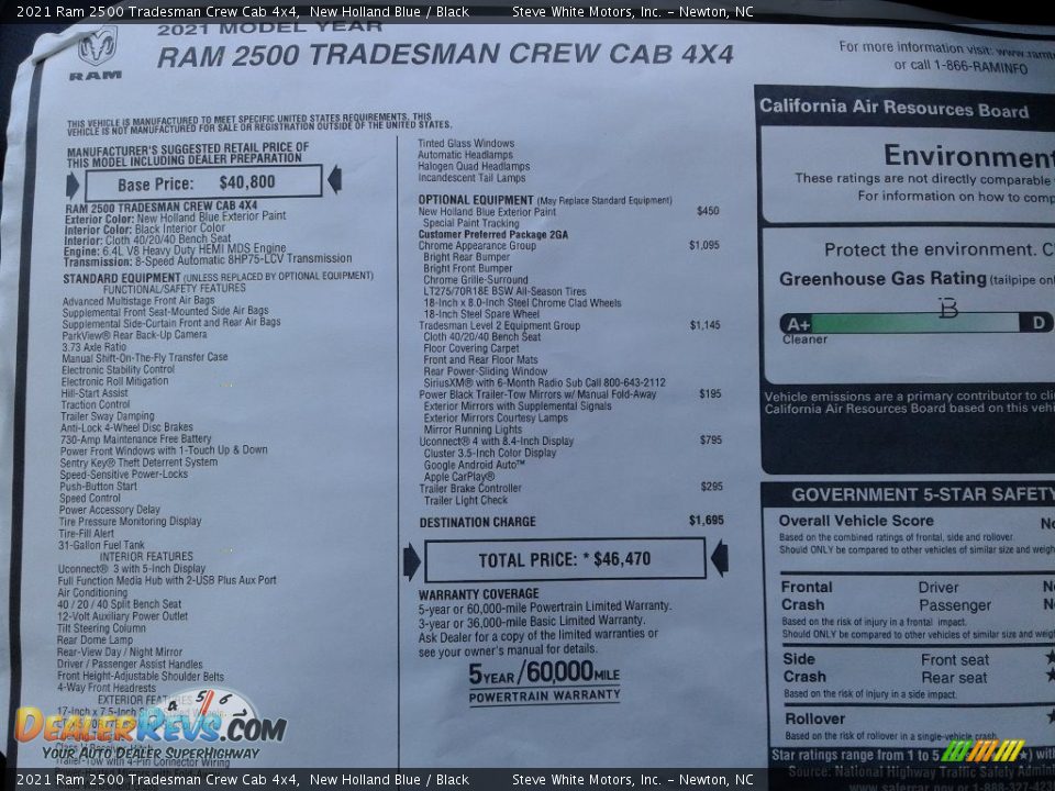 2021 Ram 2500 Tradesman Crew Cab 4x4 New Holland Blue / Black Photo #26
