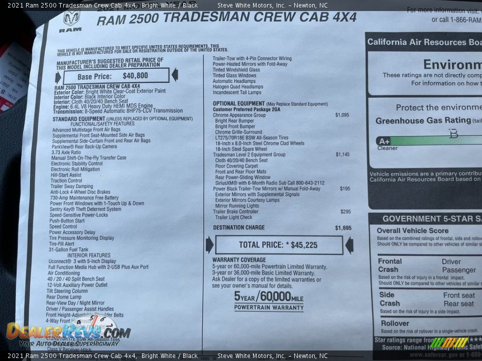 2021 Ram 2500 Tradesman Crew Cab 4x4 Bright White / Black Photo #26