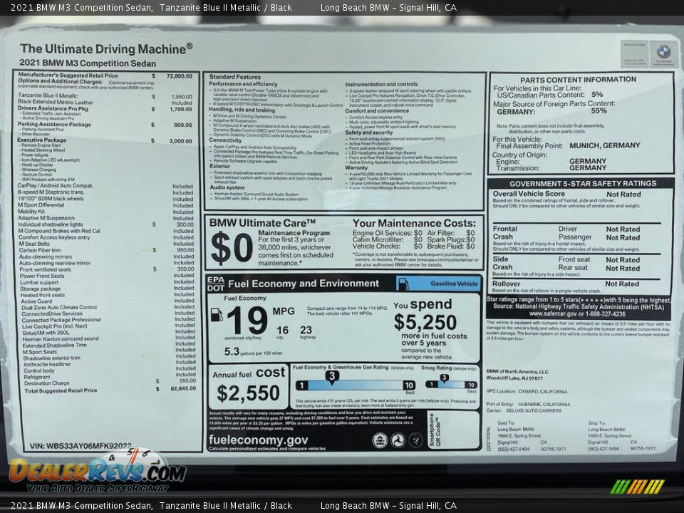 2021 BMW M3 Competition Sedan Window Sticker Photo #25