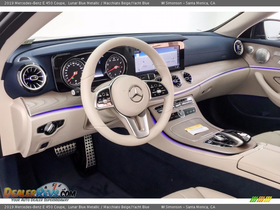 2019 Mercedes-Benz E 450 Coupe Lunar Blue Metallic / Macchiato Beige/Yacht Blue Photo #4